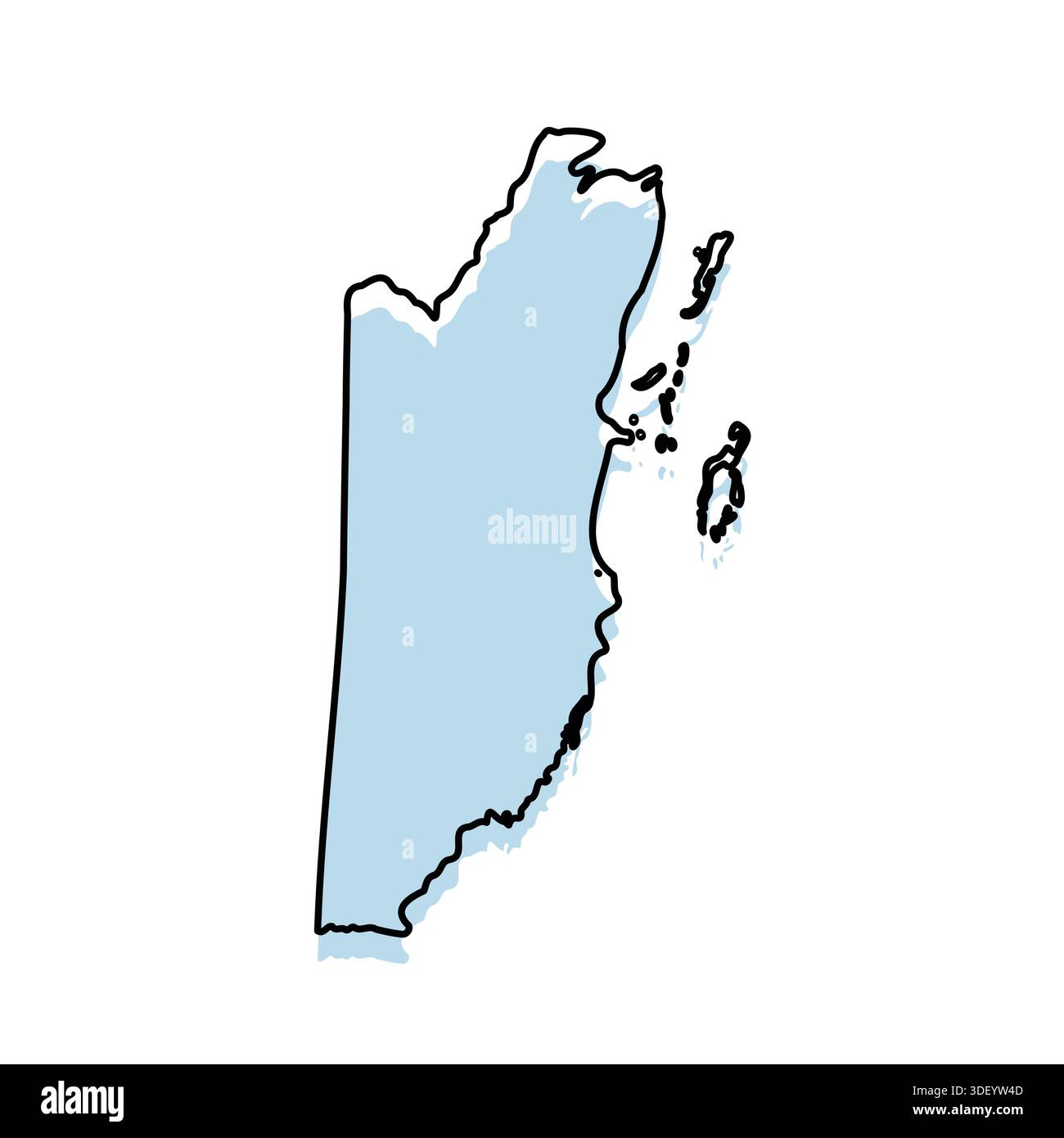 BELIZE Map with with body and Outline Isolated on white Background ...