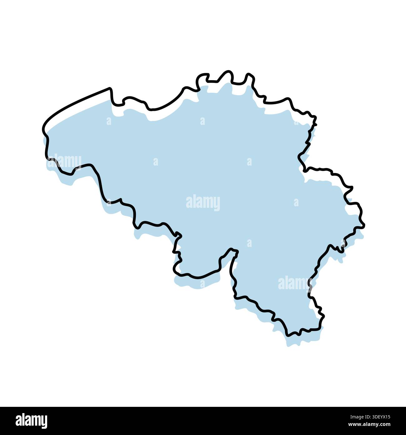 BELGIUM Map with with body and Outline Isolated on white Background ...