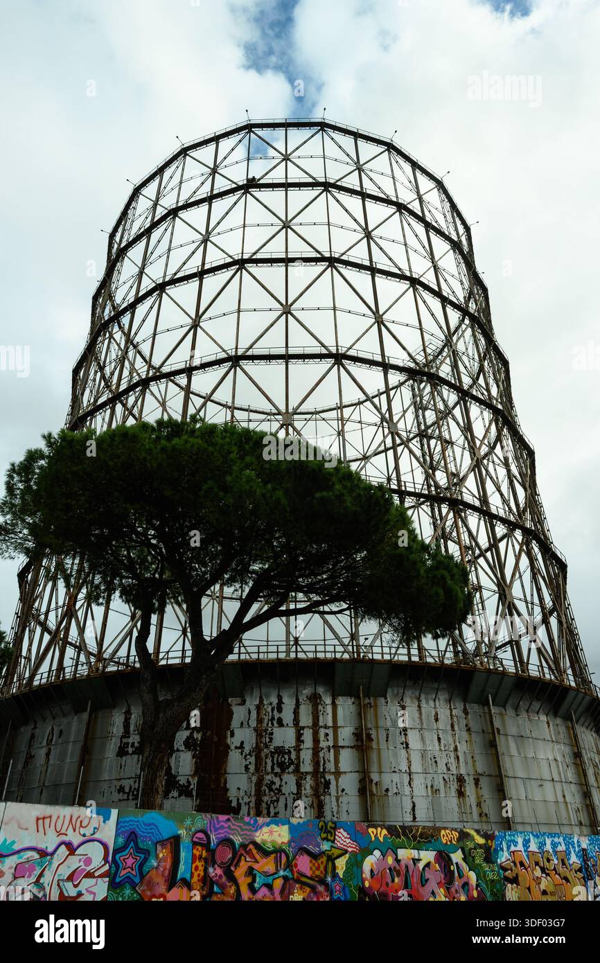 Roman Gazometro is seen on January 9, 2026 in Rome, Italy. Gazometro is ...