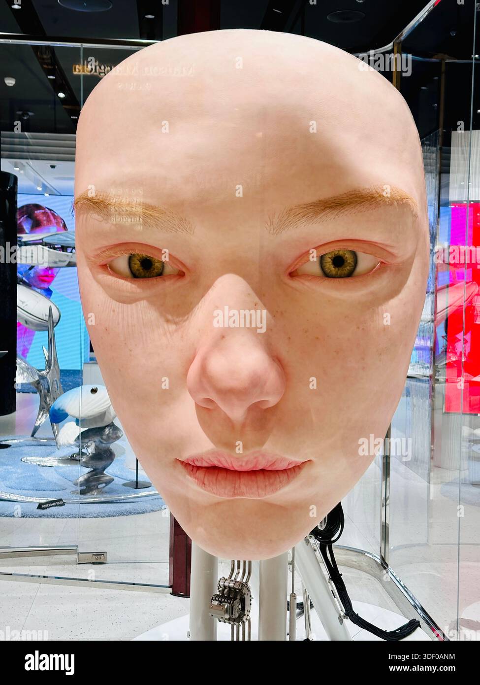 Gentle Monster robot face display - Smartphone Captured Stock Image
