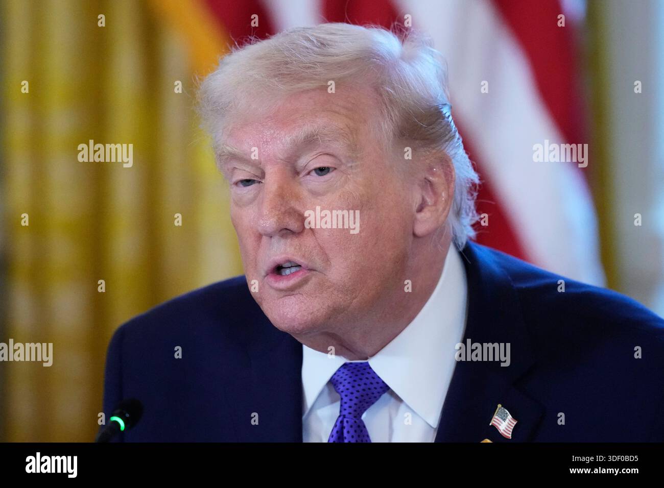 President Donald Trump speaks during a meeting with oil executives in ...