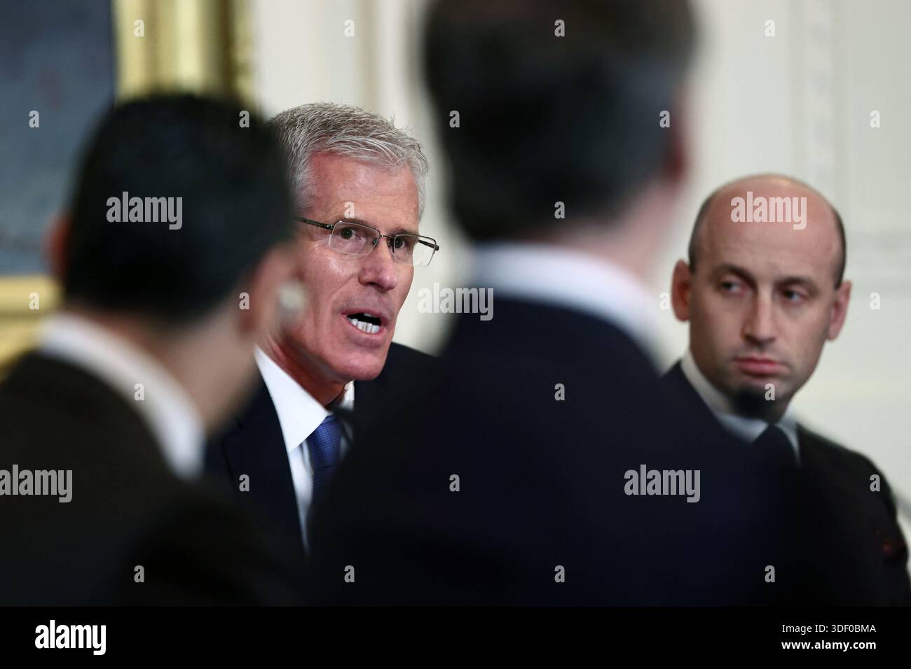 Washington, United States. 09th Jan, 2026. Mark Nelson, Vice Chairman of the Chevron Corporation, during a meeting between US President Donald Trump and oil and gas executives in the East Room of the White House in Washington, DC, USA, 09 January 2026. The meeting included executives from Exxon, Shell, Chevron and Conoco. Trump is hoping to persuade oil executives to return to Venezuela. EPA/JIM LO SCALZO/ POOL Credit: Abaca Press/Alamy Live News Stock Photo