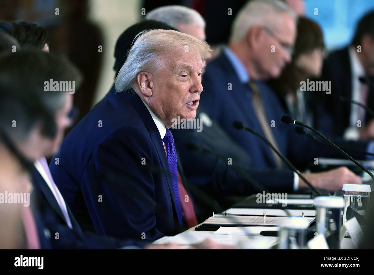 US President Donald Trump during a meeting with oil and gas executives ...