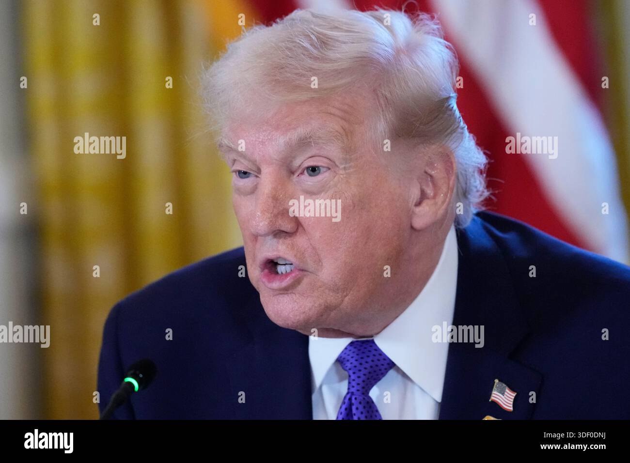 President Donald Trump speaks during a meeting with oil executives in ...