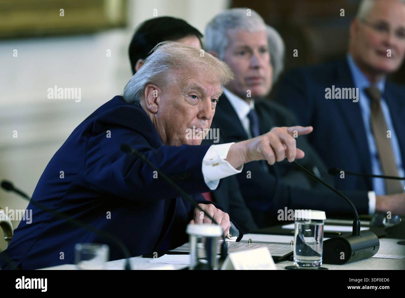 US President Donald Trump during a meeting with oil and gas executives ...