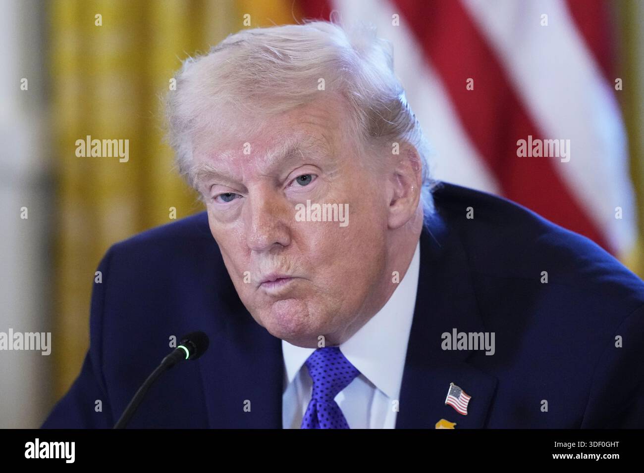 President Donald Trump attends a meeting with oil executives in the ...