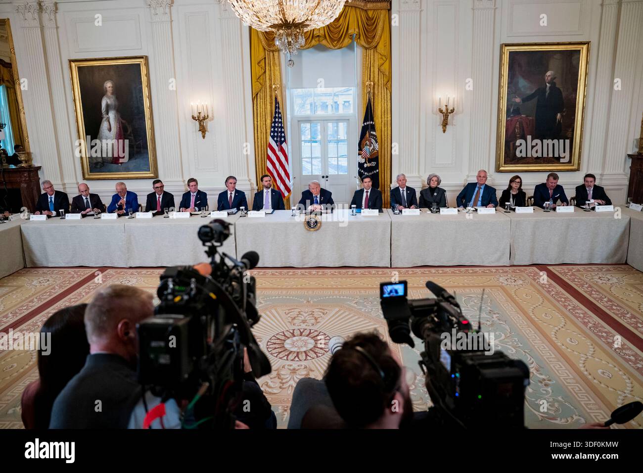 President Donald Trump speaks during a meeting with oil and gas ...