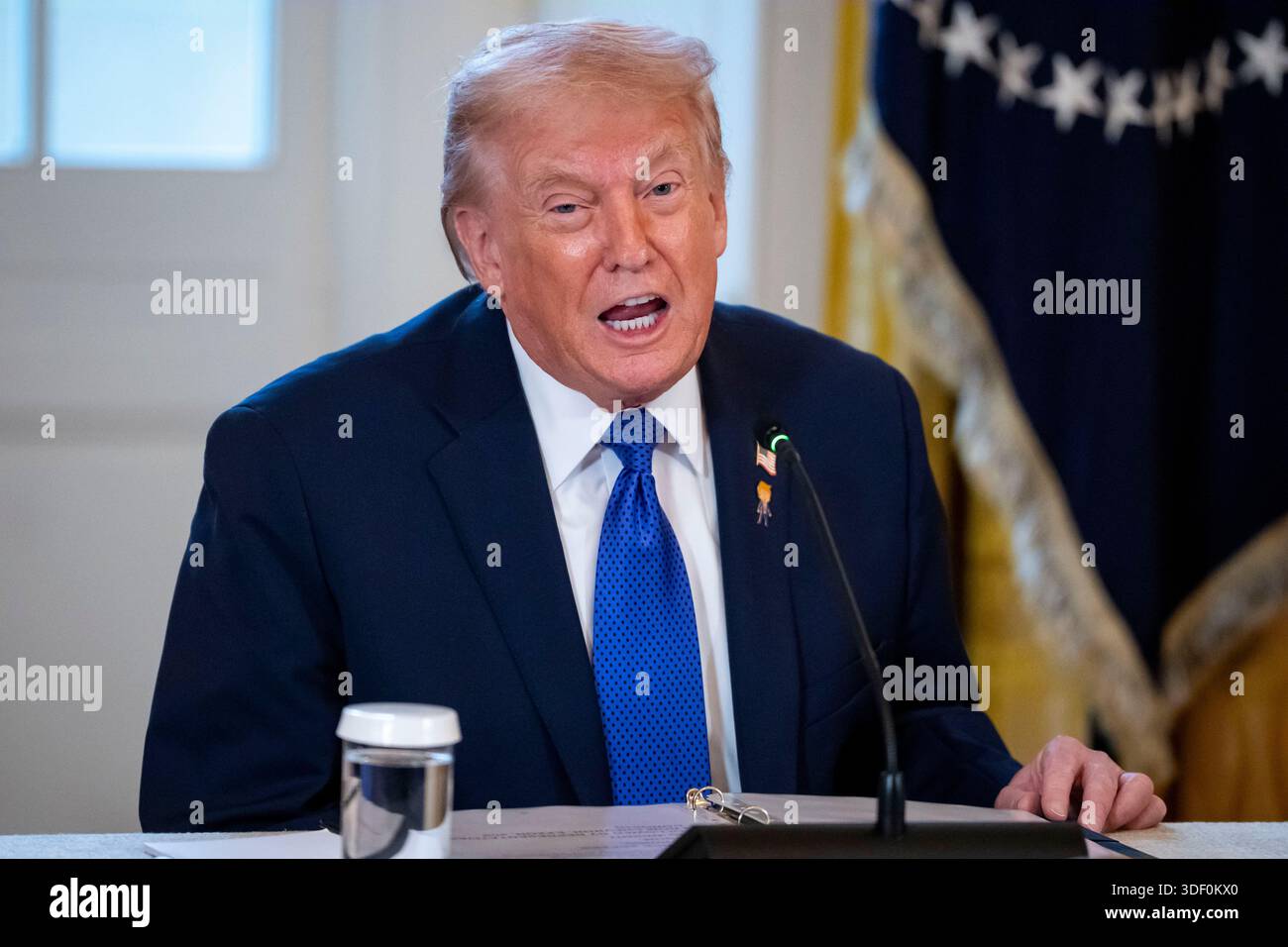 President Donald Trump speaks during a meeting with oil and gas ...