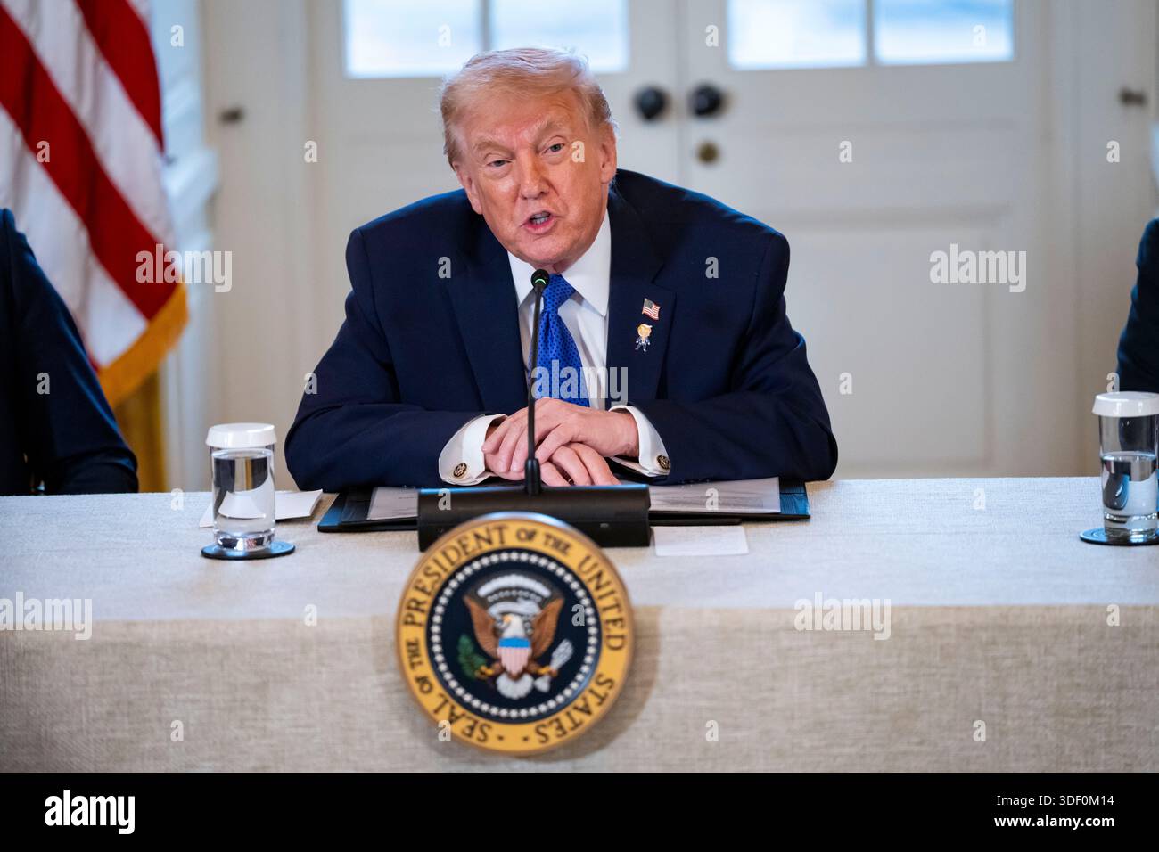 President Donald Trump speaks during a meeting with oil and gas ...
