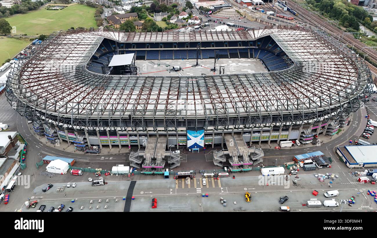 Aerial view of Murrayfield Stadium in Edinburgh, Scotland, showing the ...