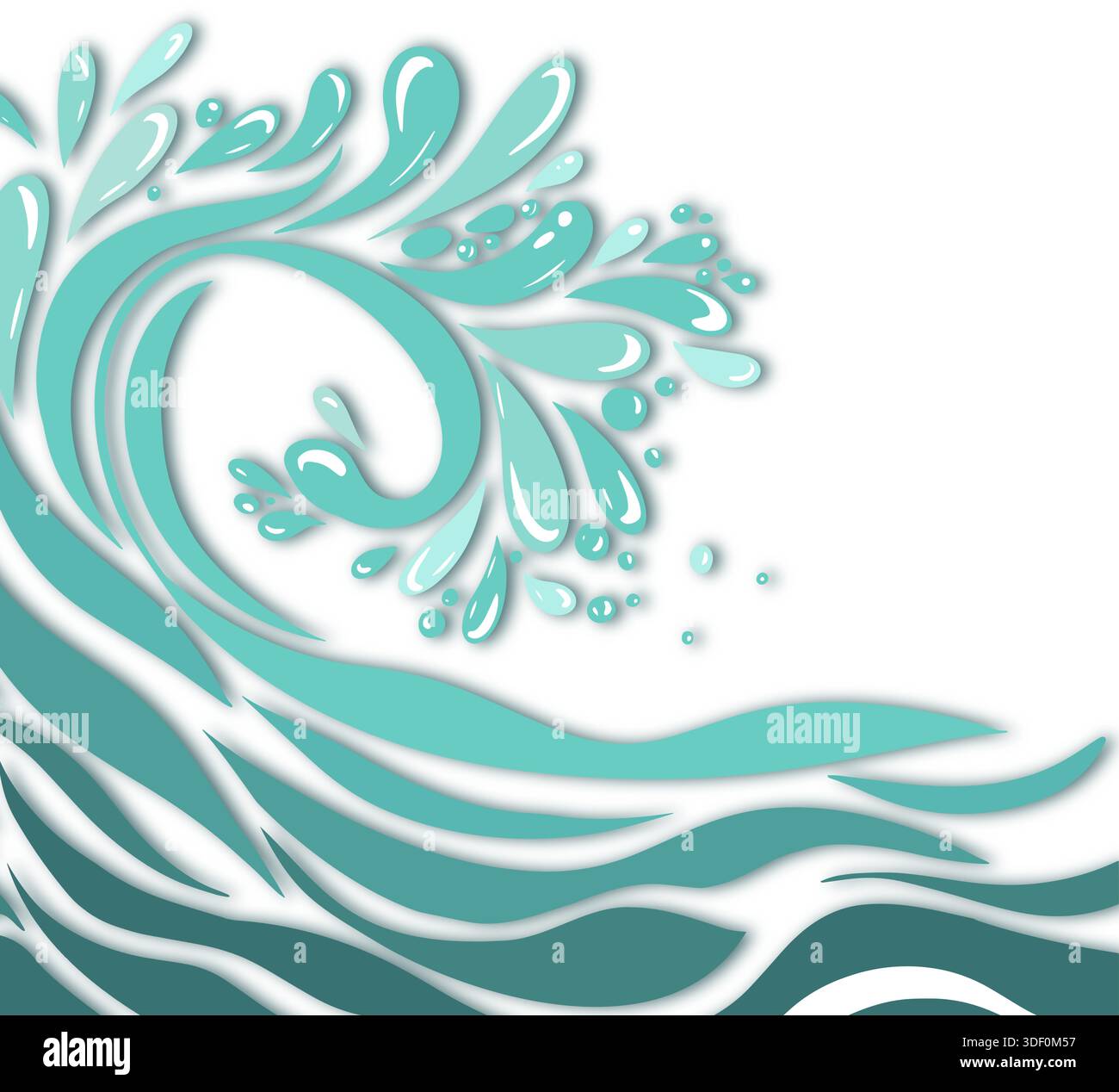 Blue river ocean wave layer background. hand drawn. Not AI, Vector ...