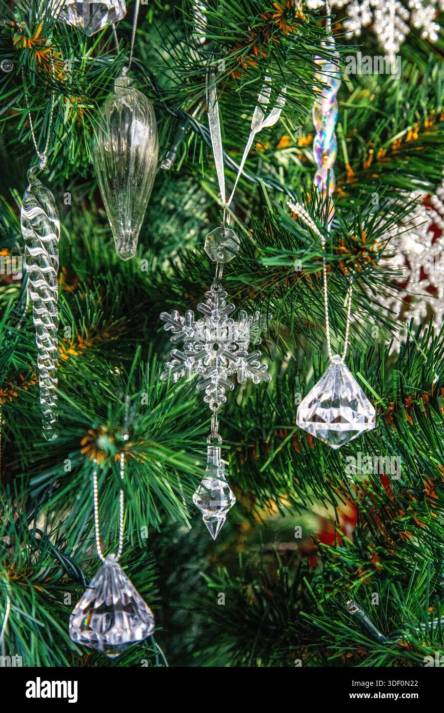Crystal christmas tree decorations Stock Photo