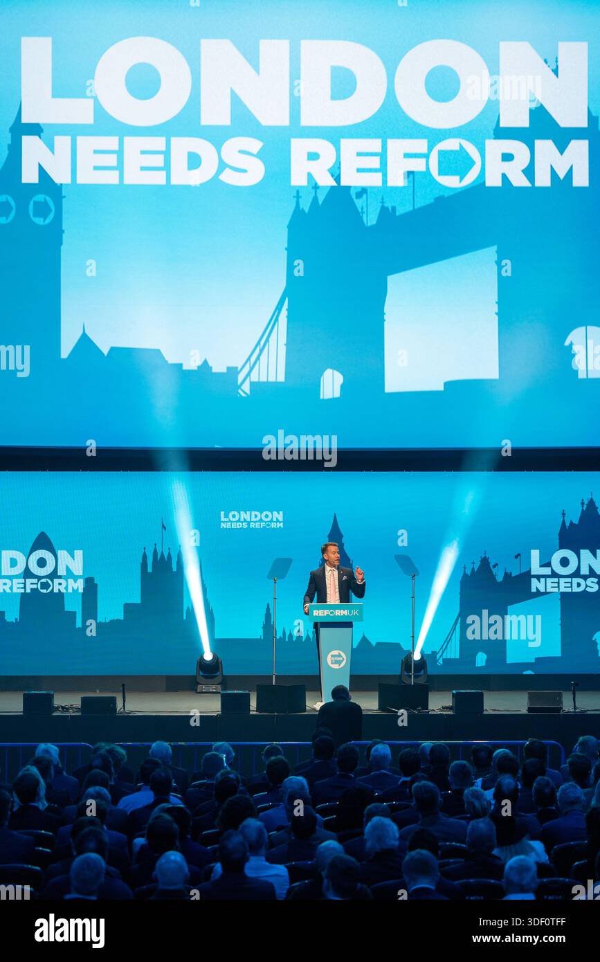 London, UK – Reform UK held a rally at the ICC Auditorium in east ...