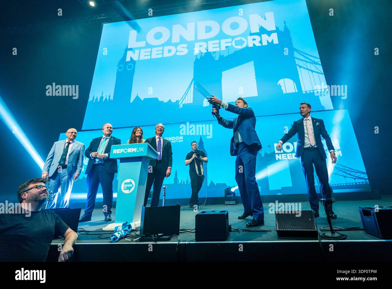 London, UK – Reform UK held a rally at the ICC Auditorium in east ...