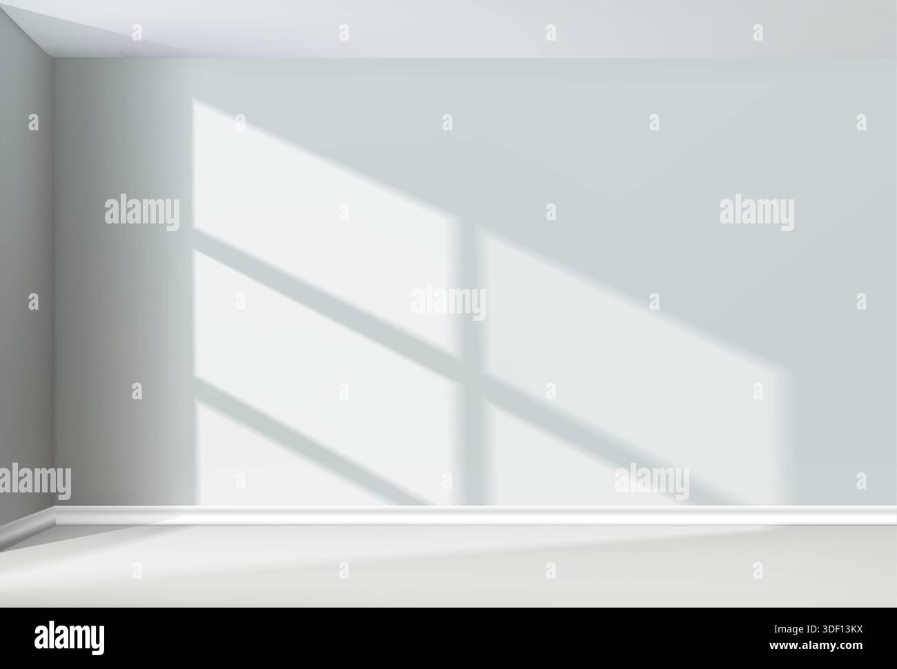 realistic vector illustration. Empty room with sunlight on the wall ...