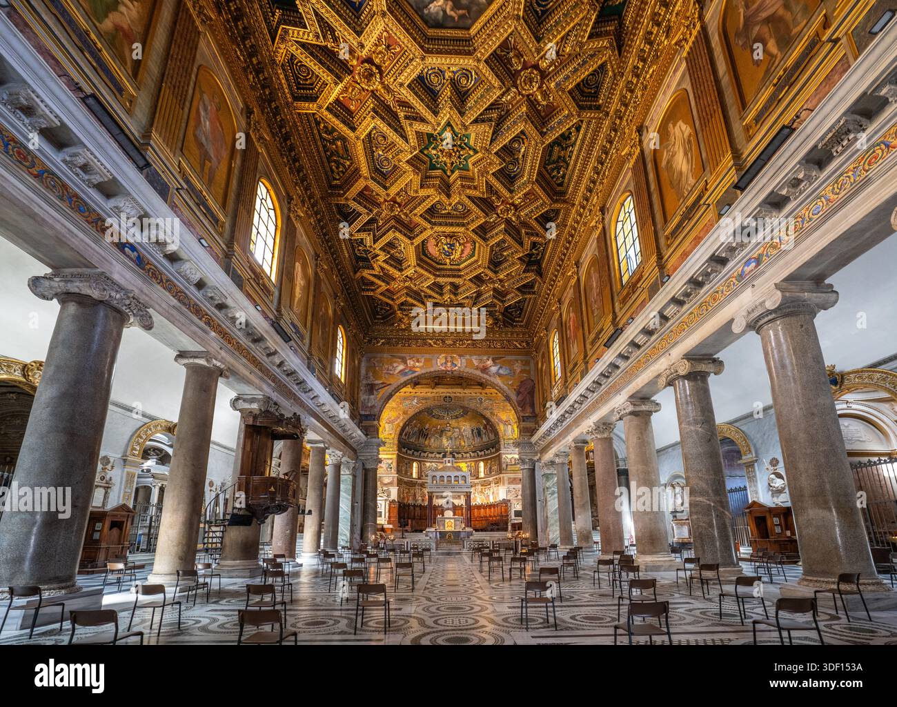 Oldest Church In Rome the interior of Basilica di Santa Maria in Trastevere, c350 AD, one of ...