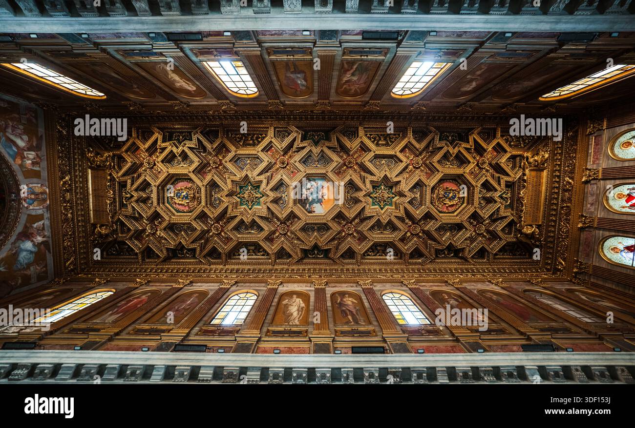Oldest Church In Rome gilded 12th century ceiling by Domenichino in Basilica di Santa Maria ...