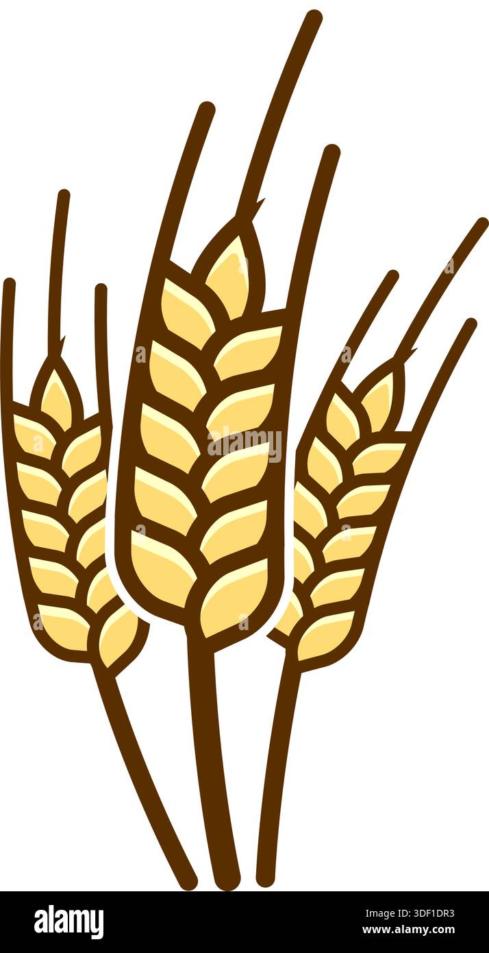 simple wheat ears logo symbol icon set vector on transparent background Stock Vector