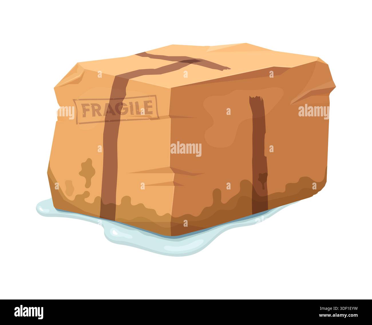 Crumpled And Damaged Box Broken Ripped Parcel Cardboard Package 