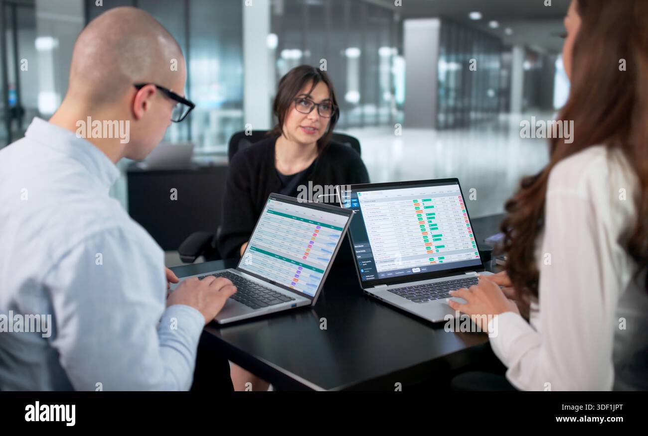 Collaborative Data Analysis Meeting: Diverse Team Of Professionals Working Together Stock Photo