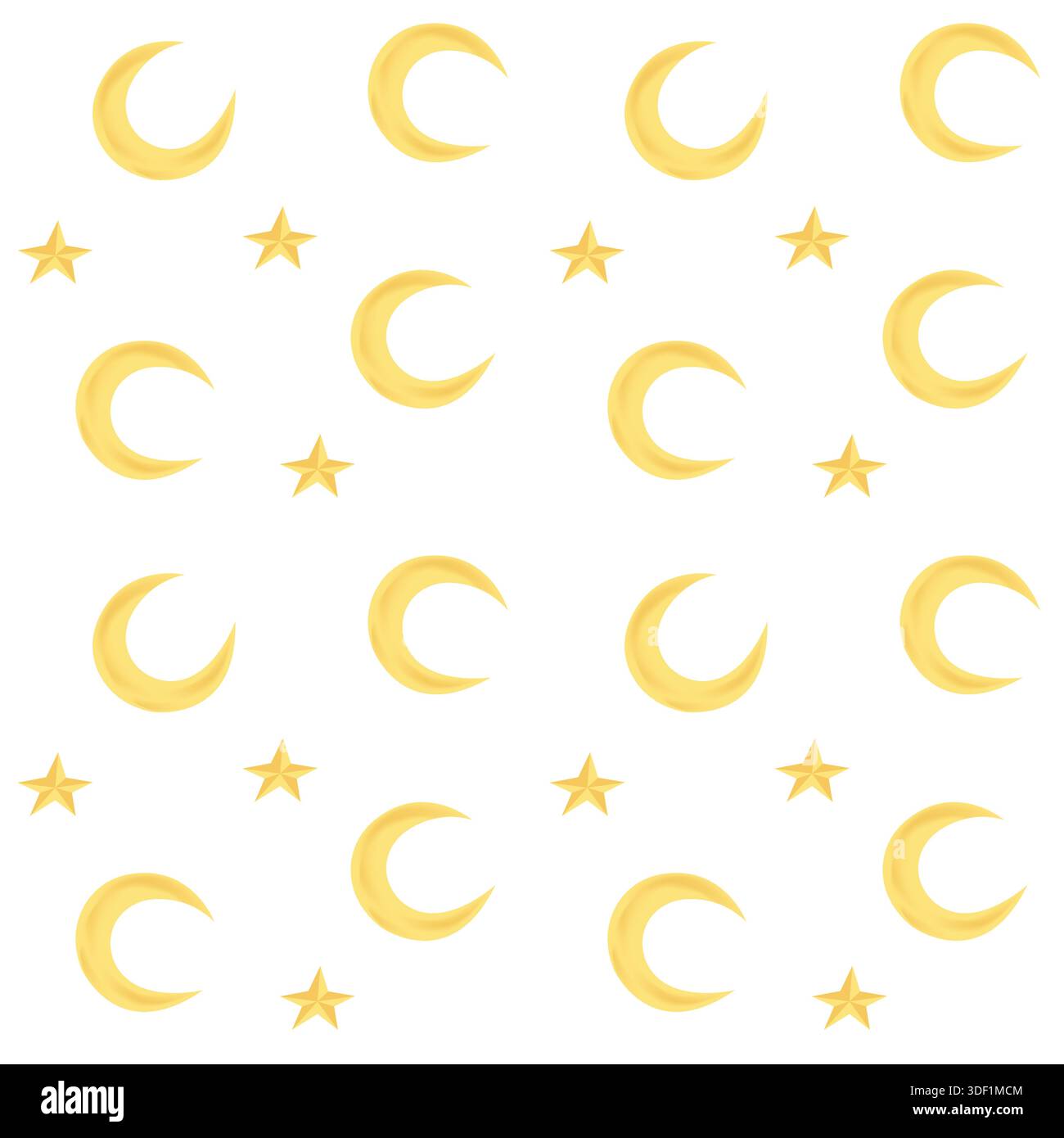 Seamless golden crescent moon and star pattern for Ramadan Stock Vector