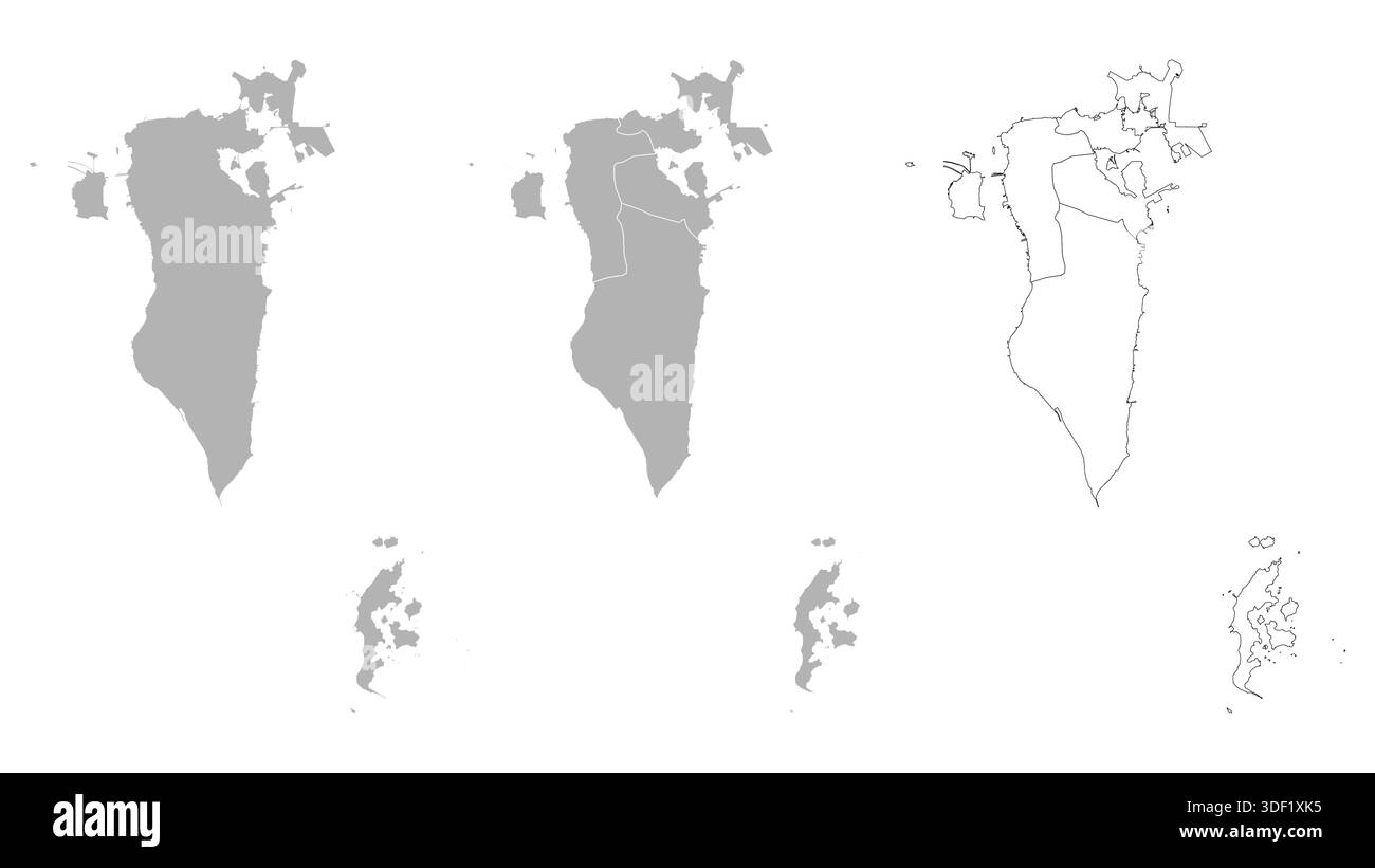 Set of BAHRAIN Maps with Main Map and Regional maps Stock Vector Image ...