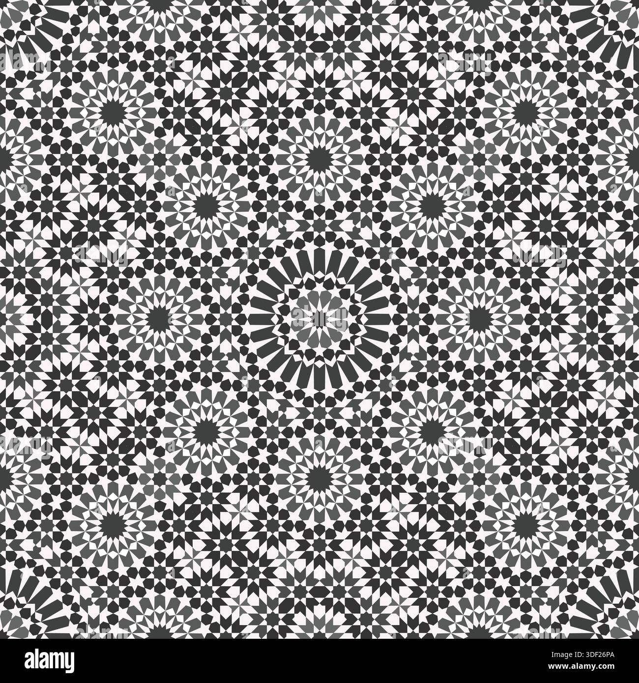 Moroccan Zellige Pattern with Geometric Shapes and Grayscale Colors ...