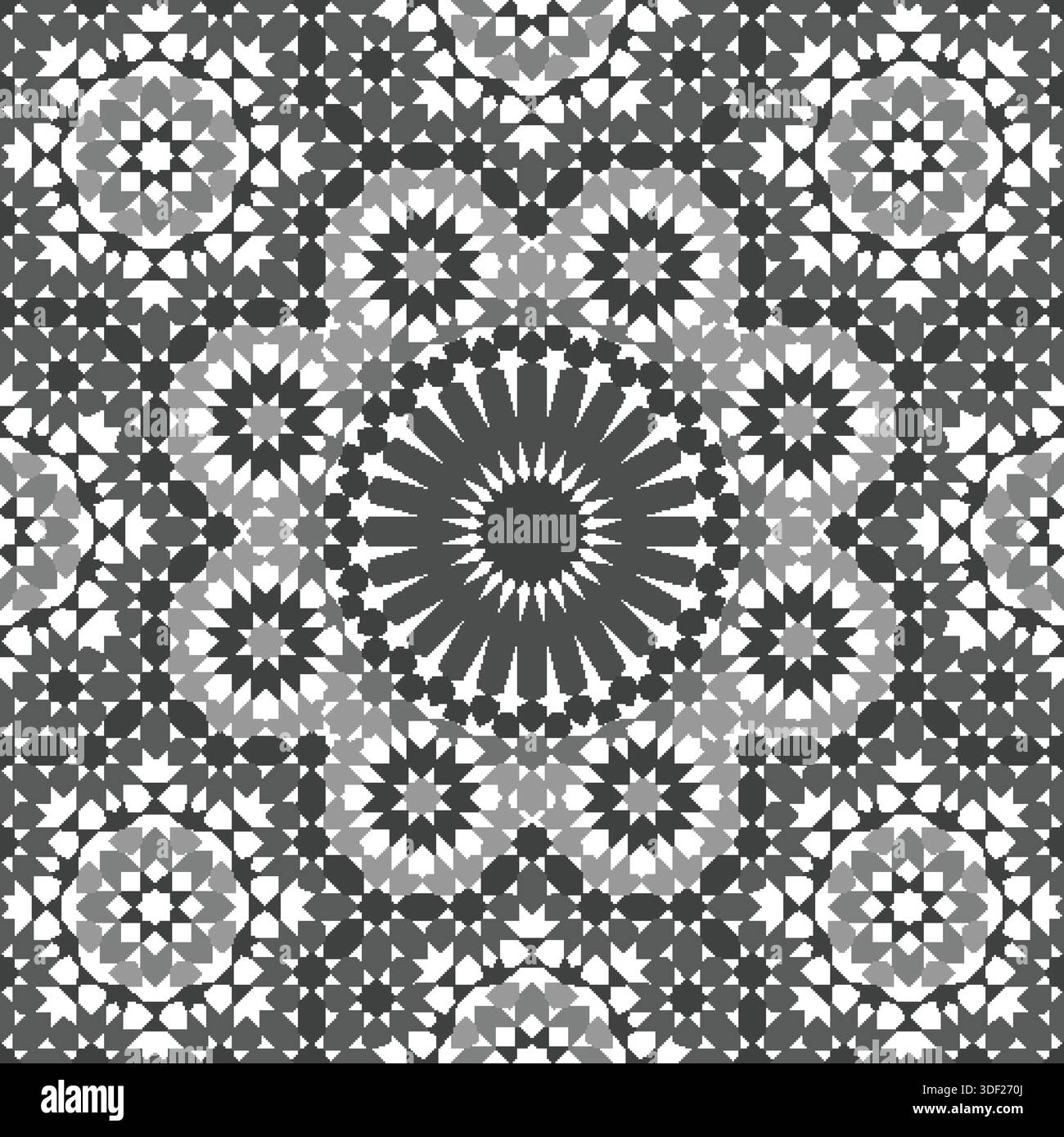 Moroccan Zellige Pattern with Geometric Shapes and Grayscale Colors ...