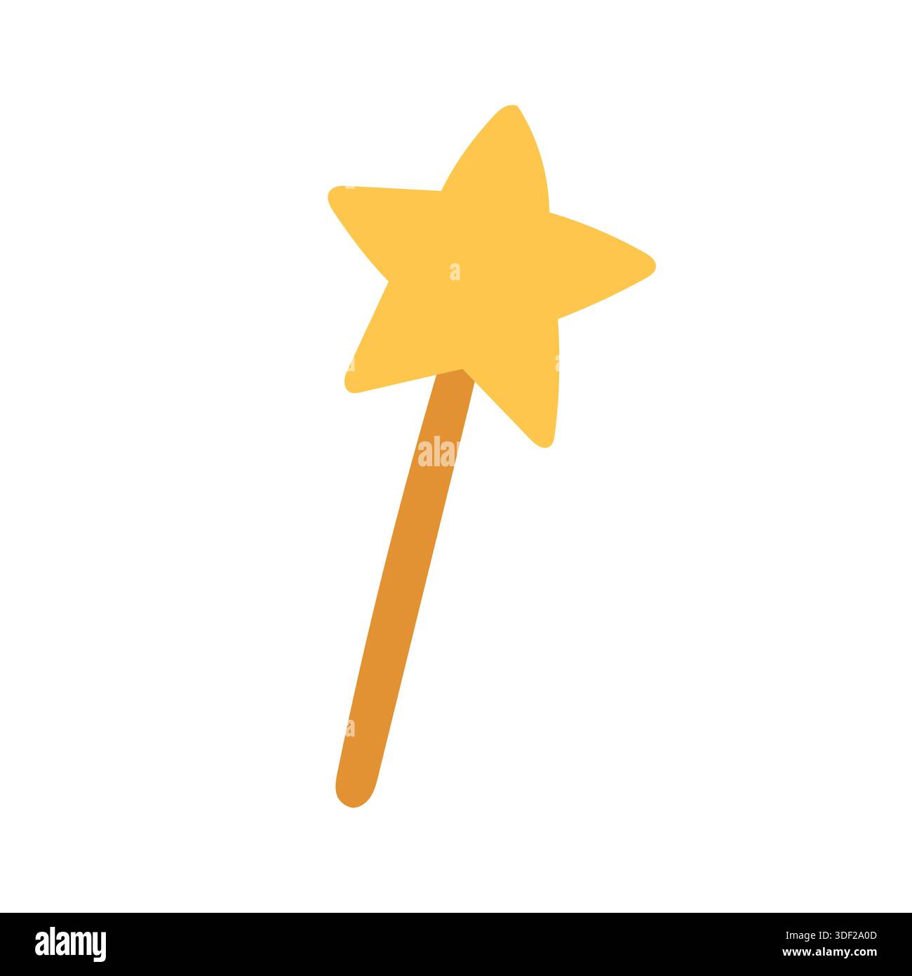 Magical star wand illustration representing spells, imagination, and pretend play, great for fantasy accessories, party graphics, and children themed Stock Vector