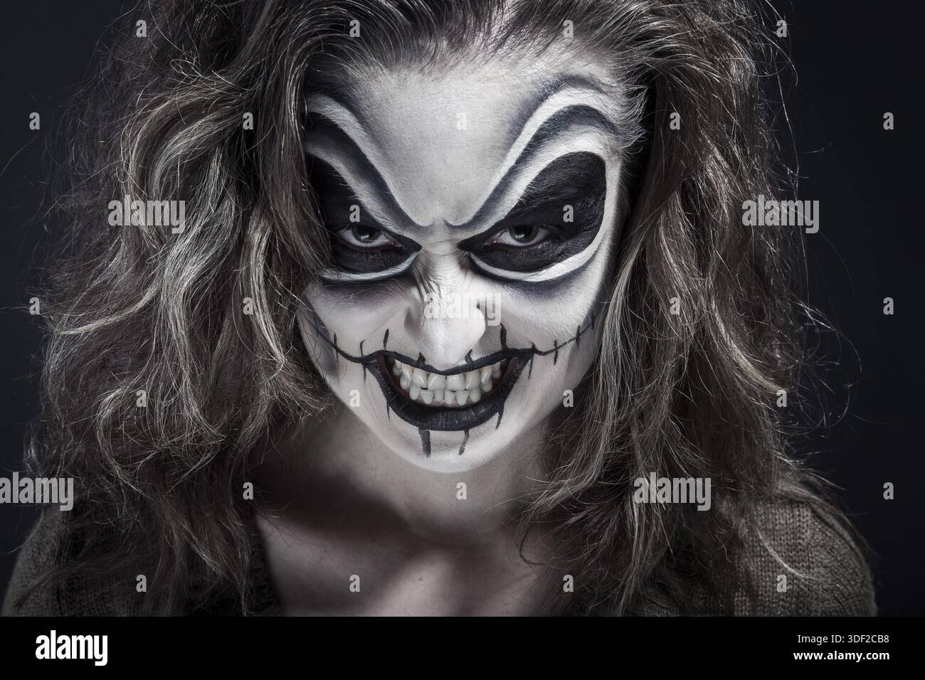 Halloween creative make up, smiling Stock Photo