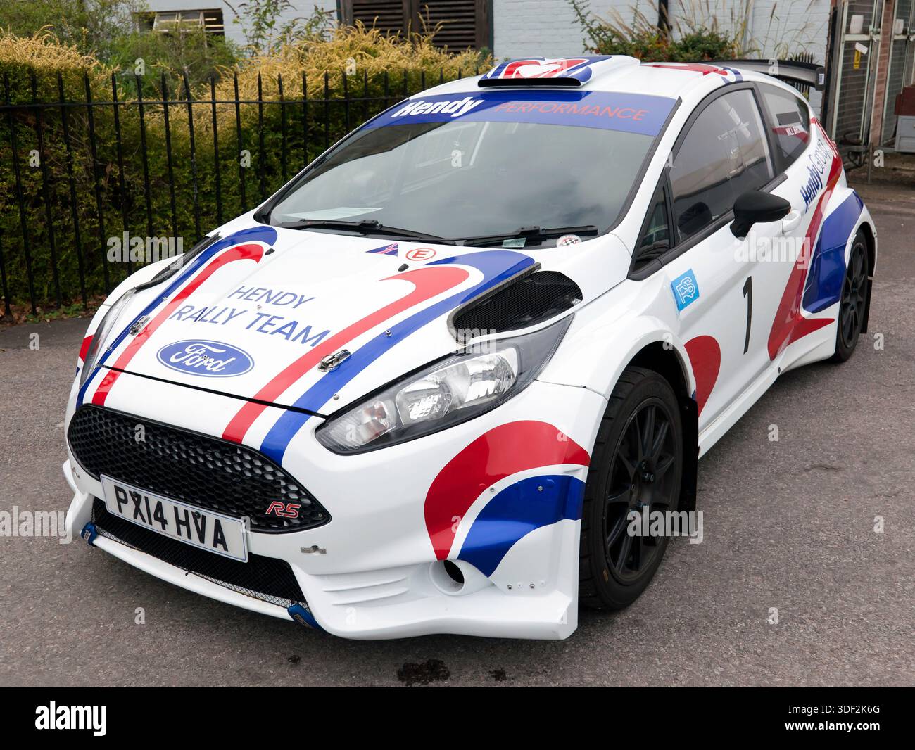 Three-quarters Front View of a 2014, Ford Fiesta RS R5, Rally Car, on ...