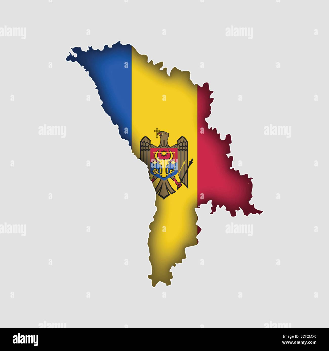 MOLDOVA Map with flag in body Stock Vector