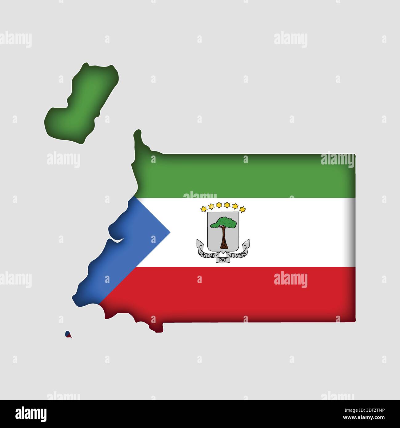 EQUATORIAL GUINEA Map with flag in body Stock Vector