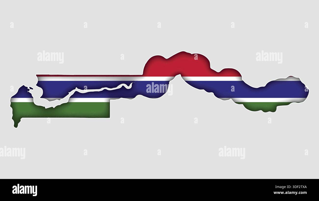 GAMBIA Map with flag in body Stock Vector