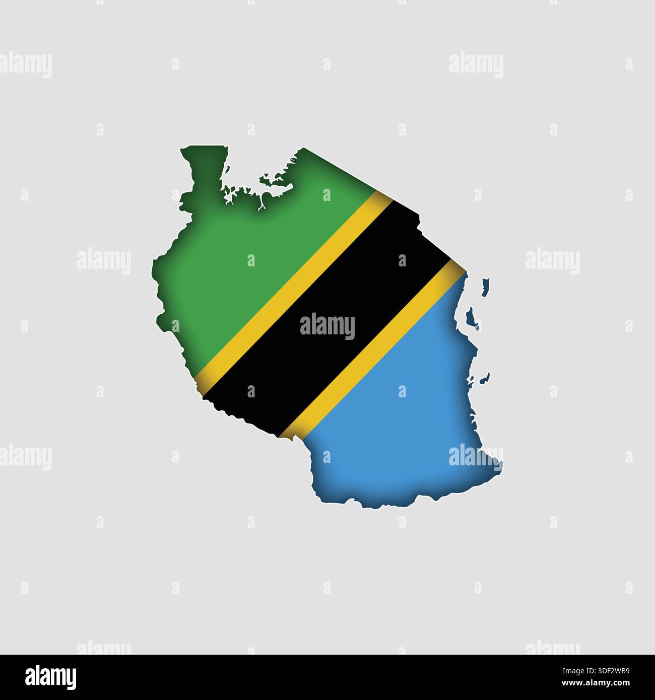TANZANIA Map with flag in body Stock Vector