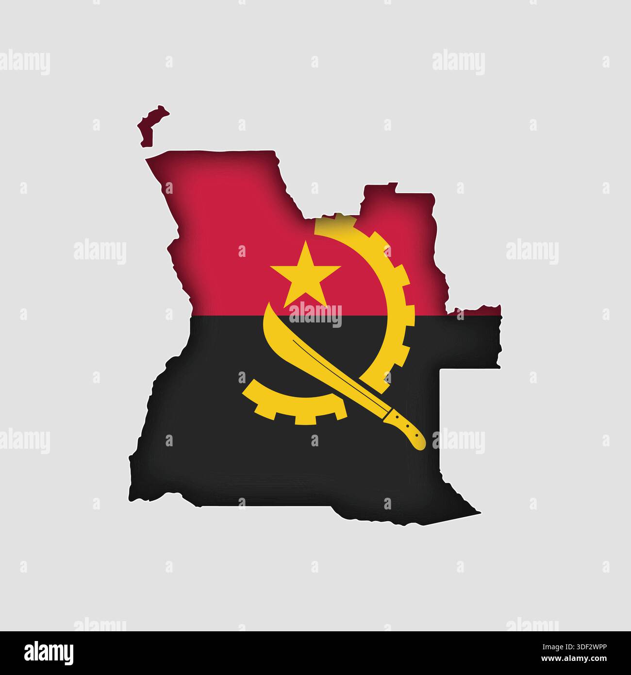 ANGOLA Map with flag in body Stock Vector