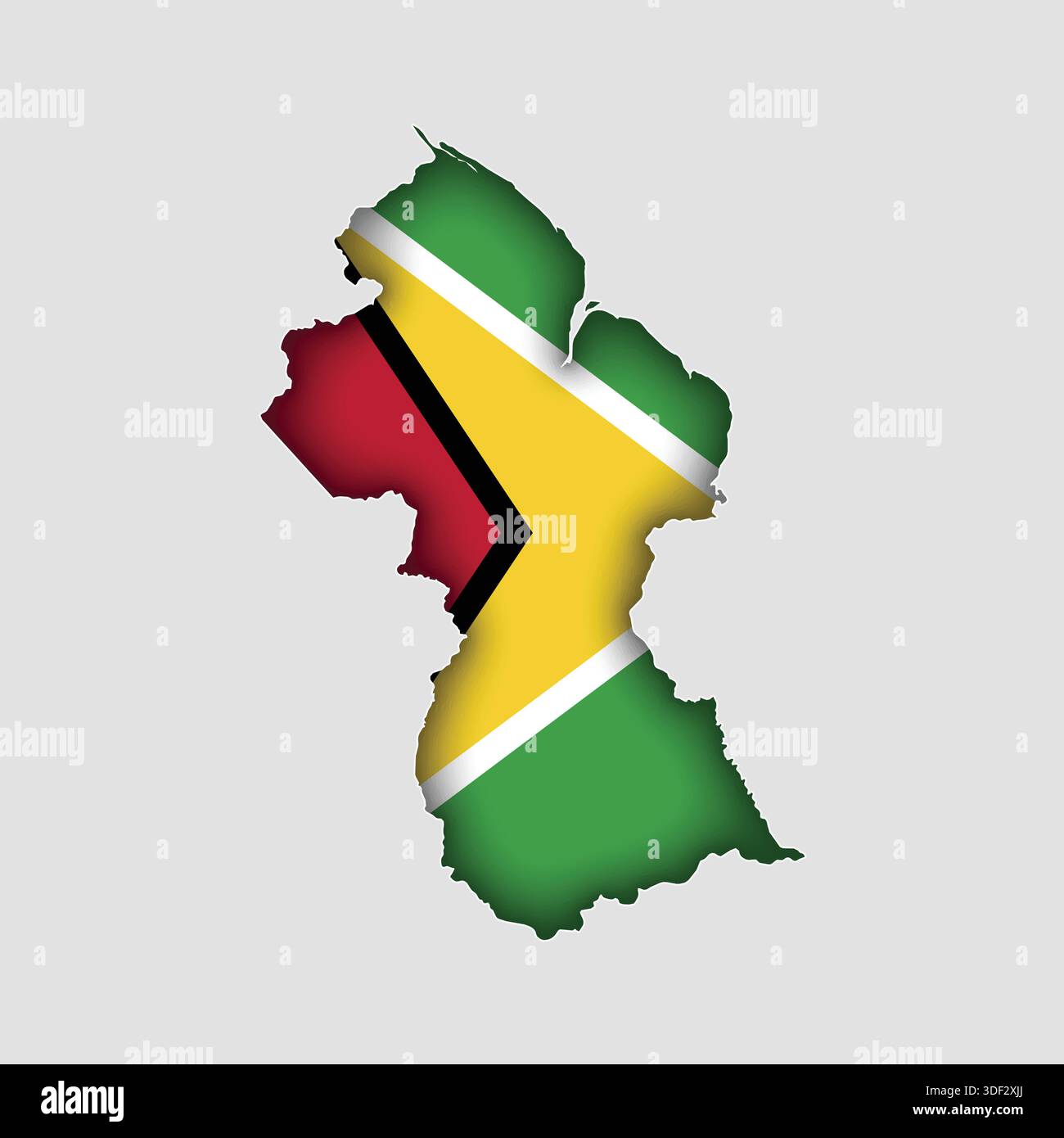 GUYANA Map with flag in body Stock Vector