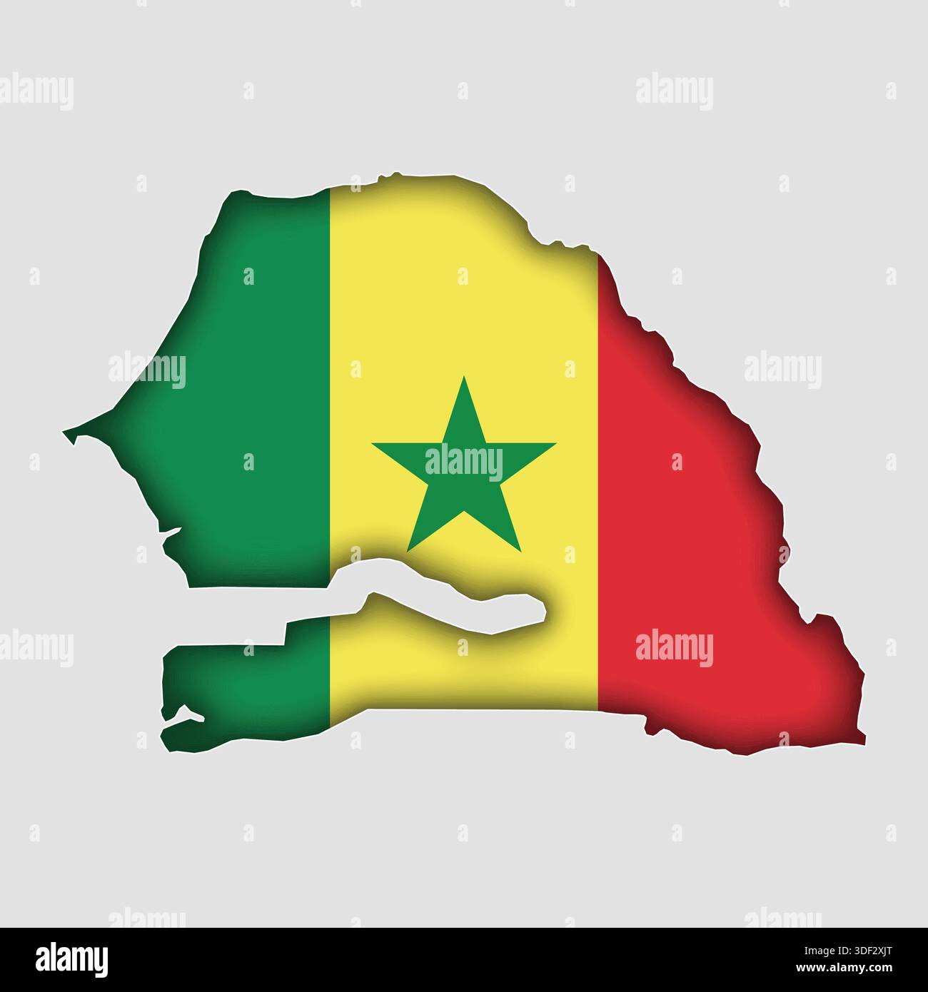 SENEGAL Map with flag in body Stock Vector