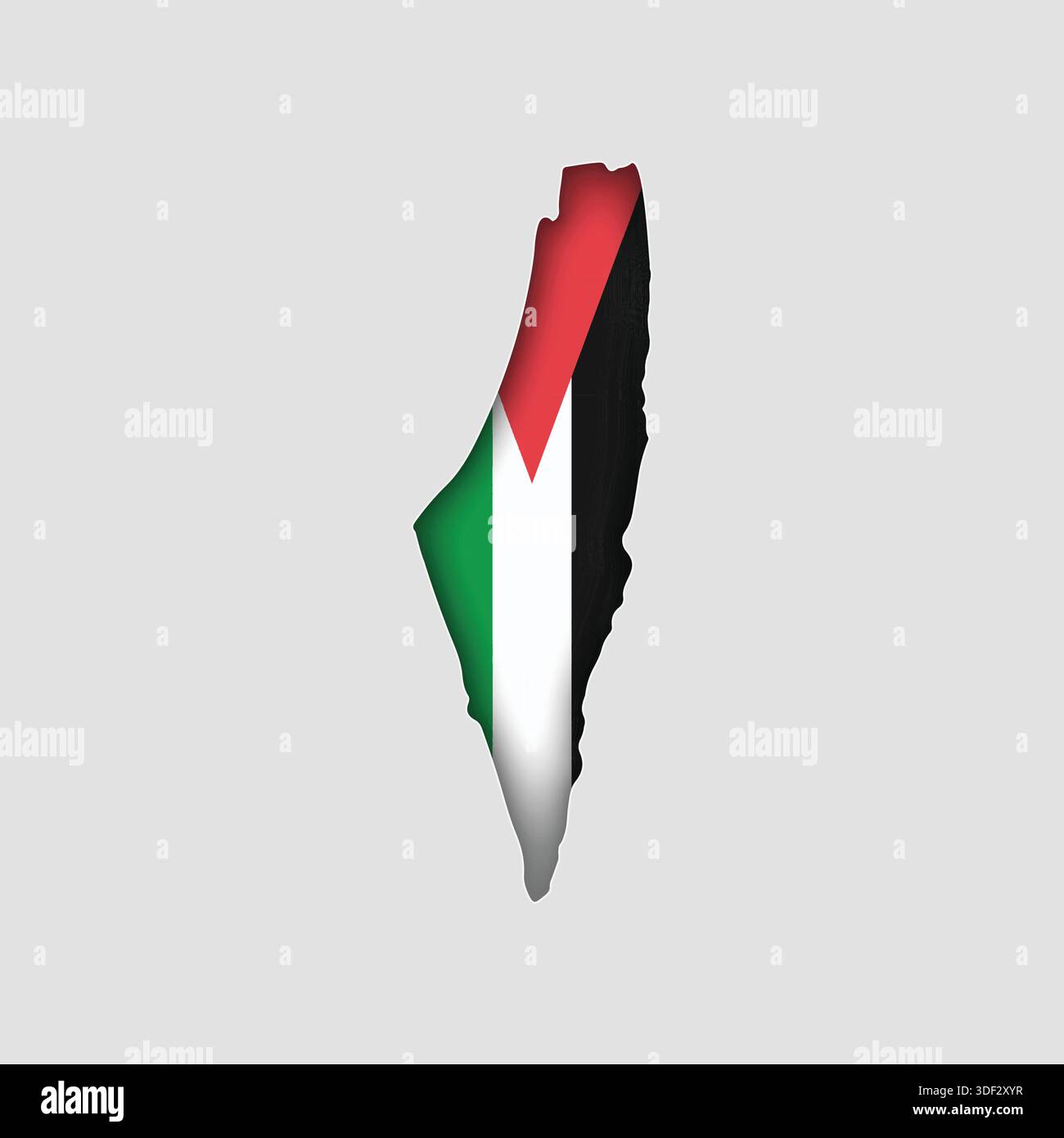 PALESTINE Map with flag in body Stock Vector