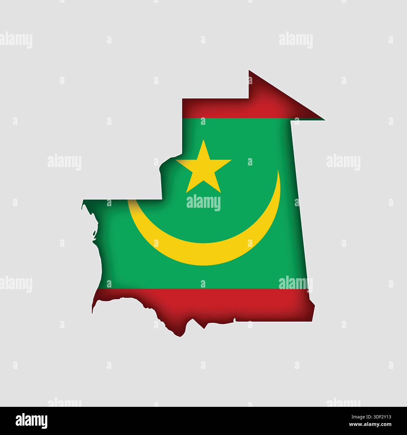 MAURITANIA Map with flag in body Stock Vector