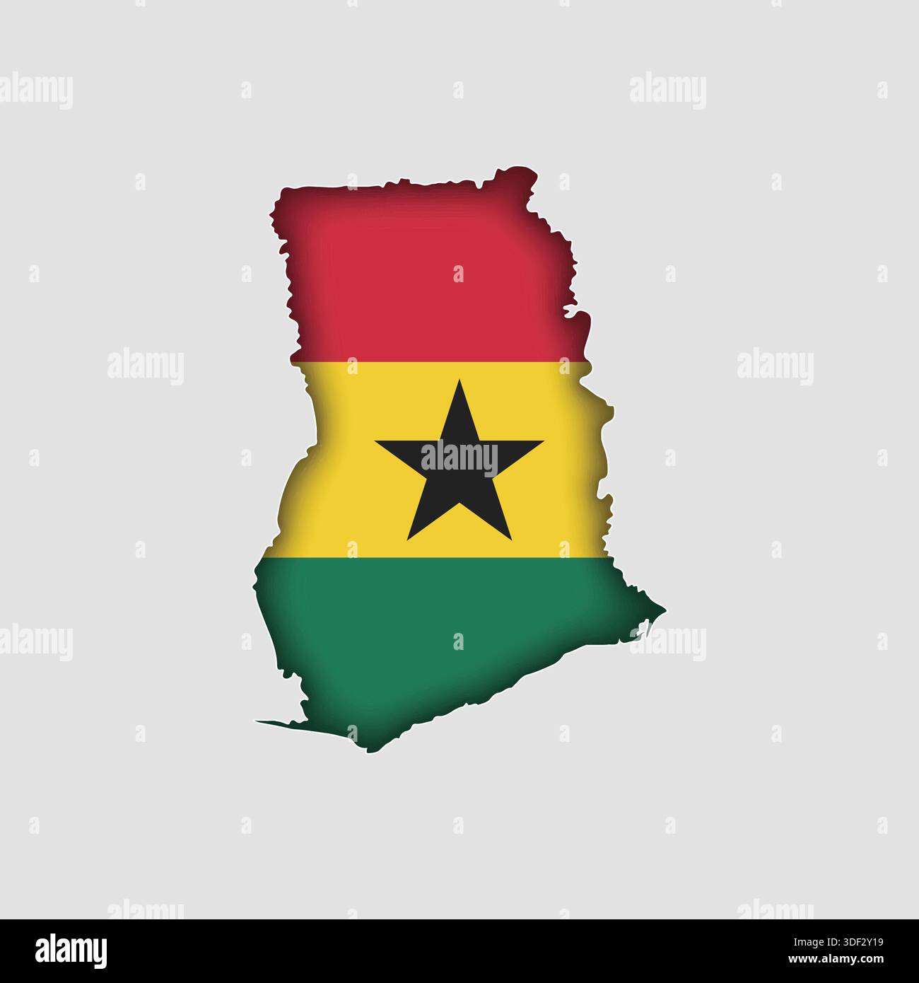 GHANA Map with flag in body Stock Vector