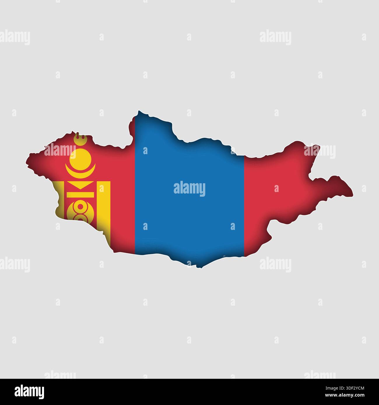 MONGOLIA Map with flag in body Stock Vector