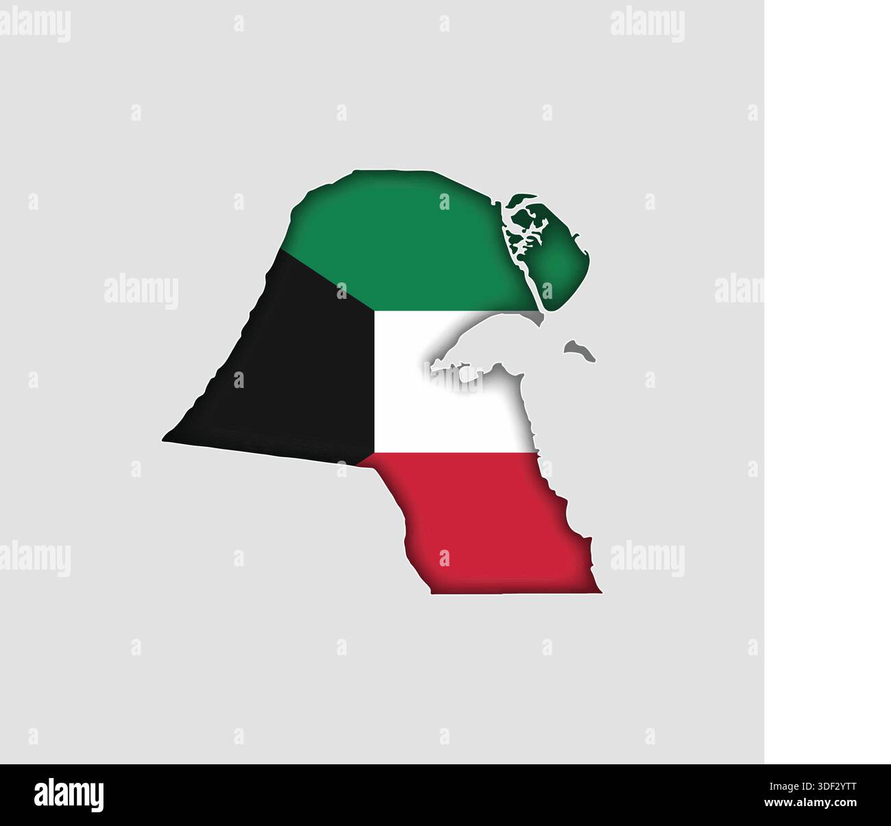 KUWAIT Map with flag in body Stock Vector