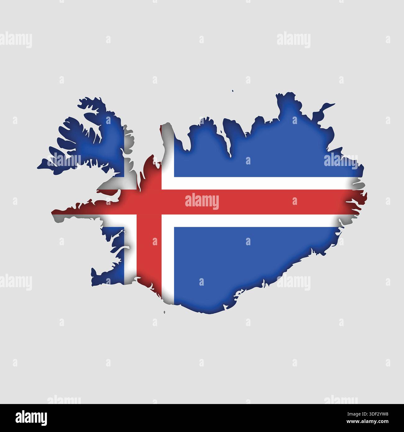ICELAND Map with flag in body Stock Vector