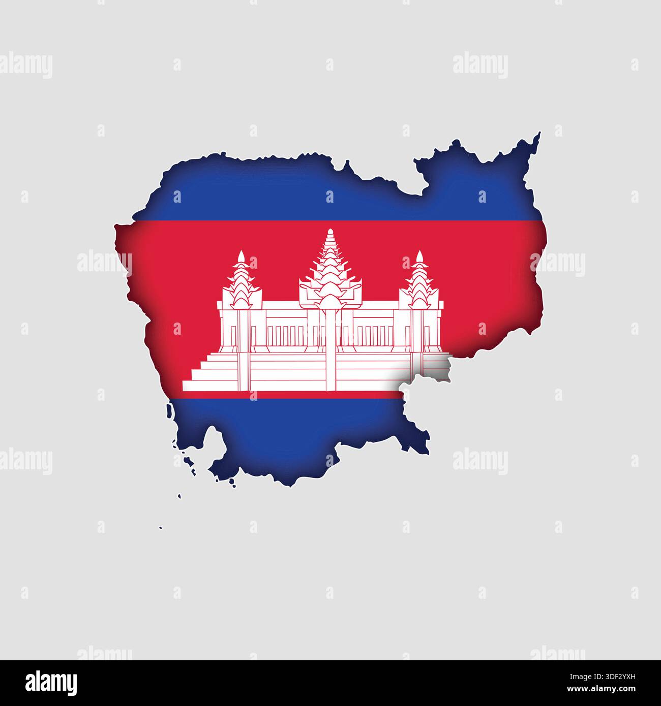 CAMBODIA Map with flag in body Stock Vector