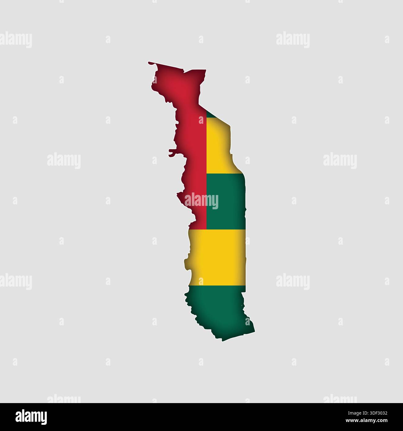 TOGO Map with flag in body Stock Vector