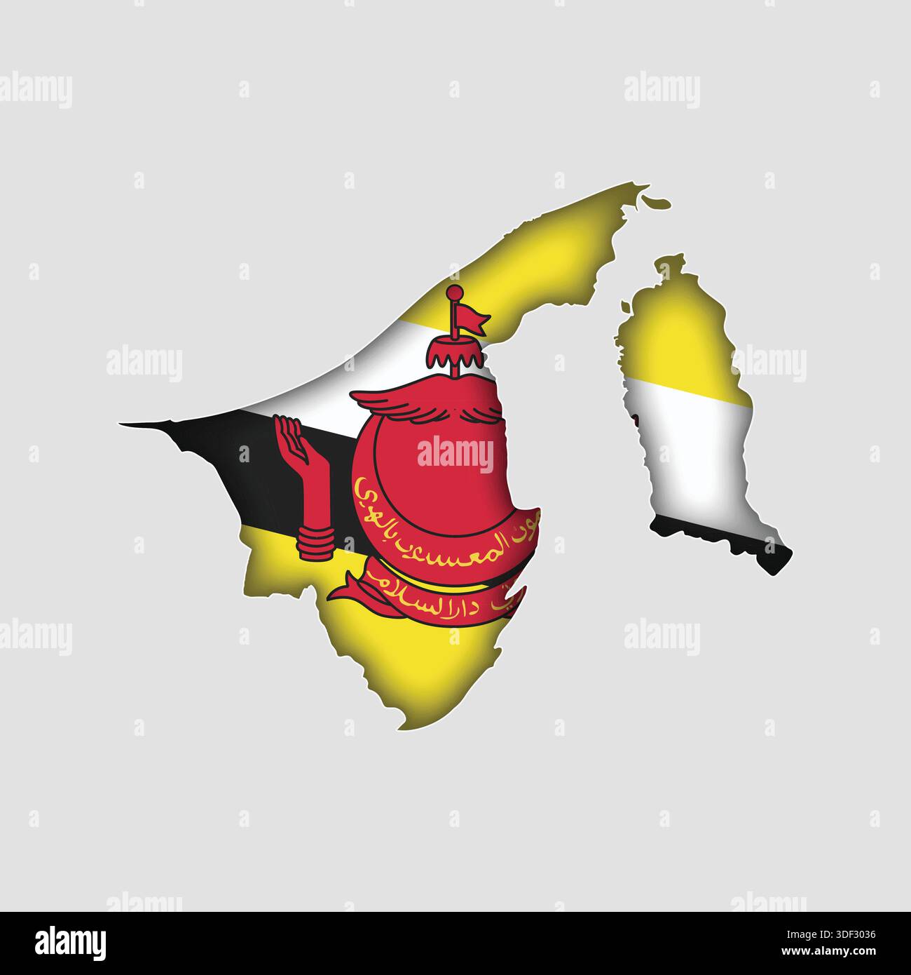 BRUNEI Map with flag in body Stock Vector