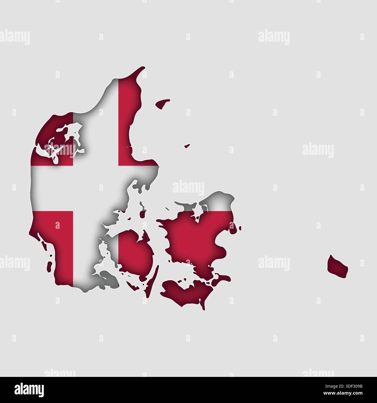 DENMARK Map with flag in body Stock Vector