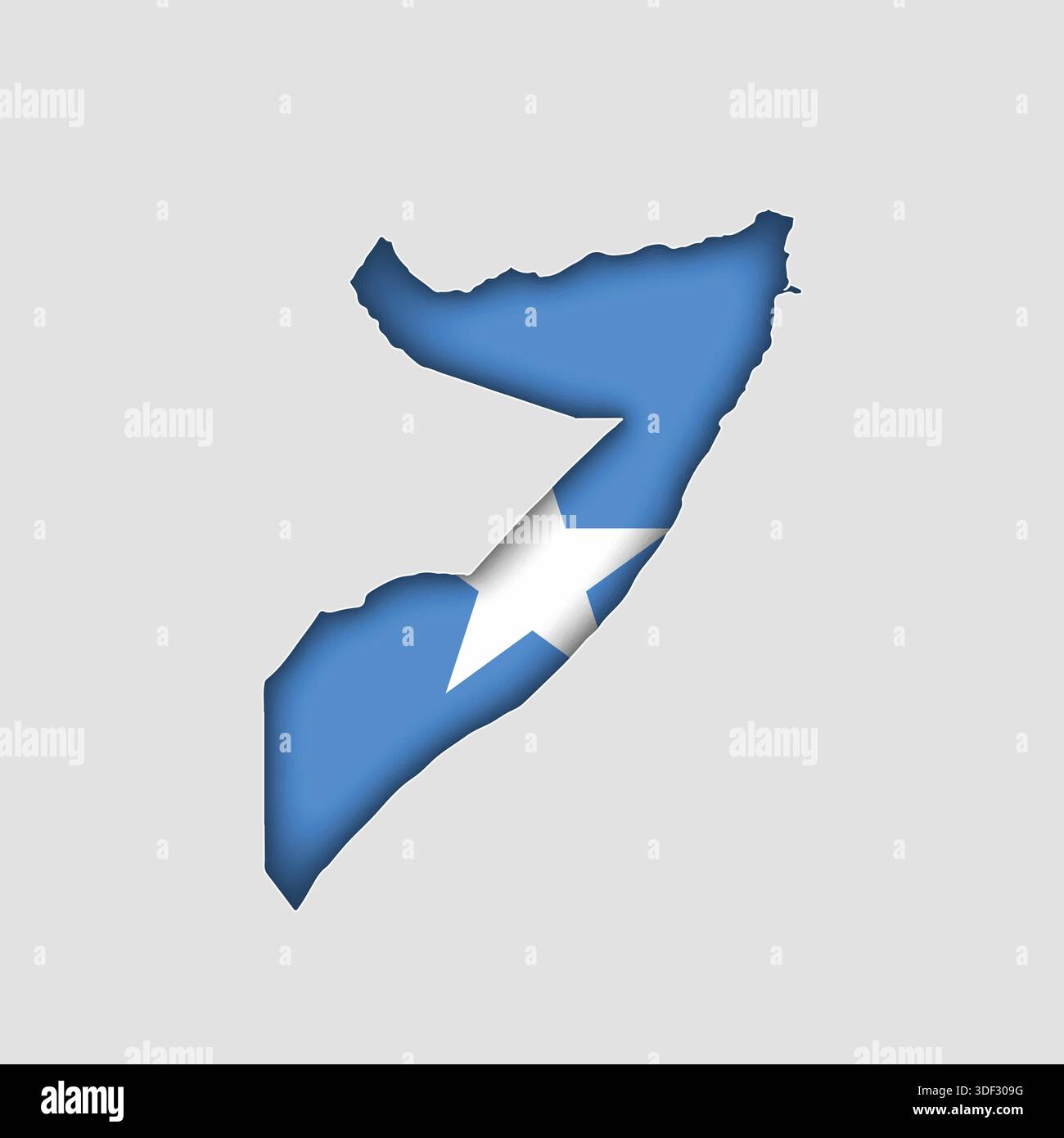 SOMALIA Map with flag in body Stock Vector