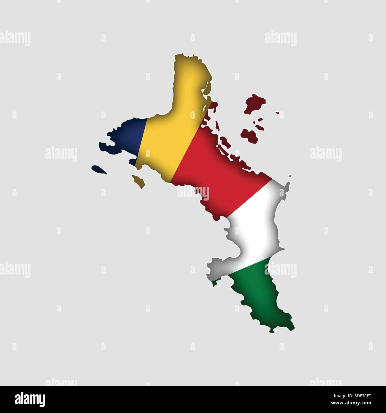 SEYCHELLES Map with flag in body Stock Vector